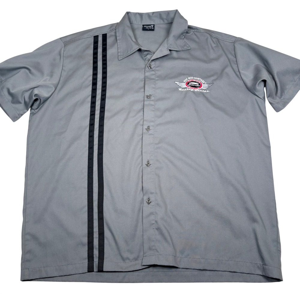 Steady Last Call Gray Hot Rod‎ Heritage Racing Series Bowling Shirt Mens 3X USA